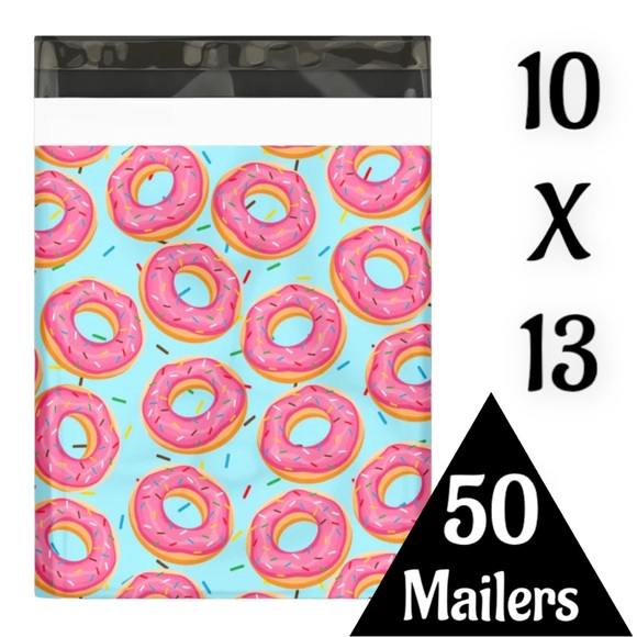 50 10X13 Poly Mailers Donuts And Sprinkles, Shipping Envelopes PRICE IS FIRM - Picture 3 of 4
